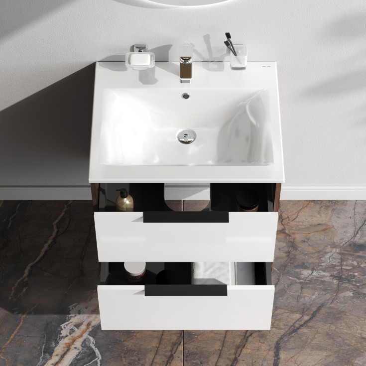 AM.PM Flash möbelpaket, 61x49,5 cm, mörk ek/vit högglans