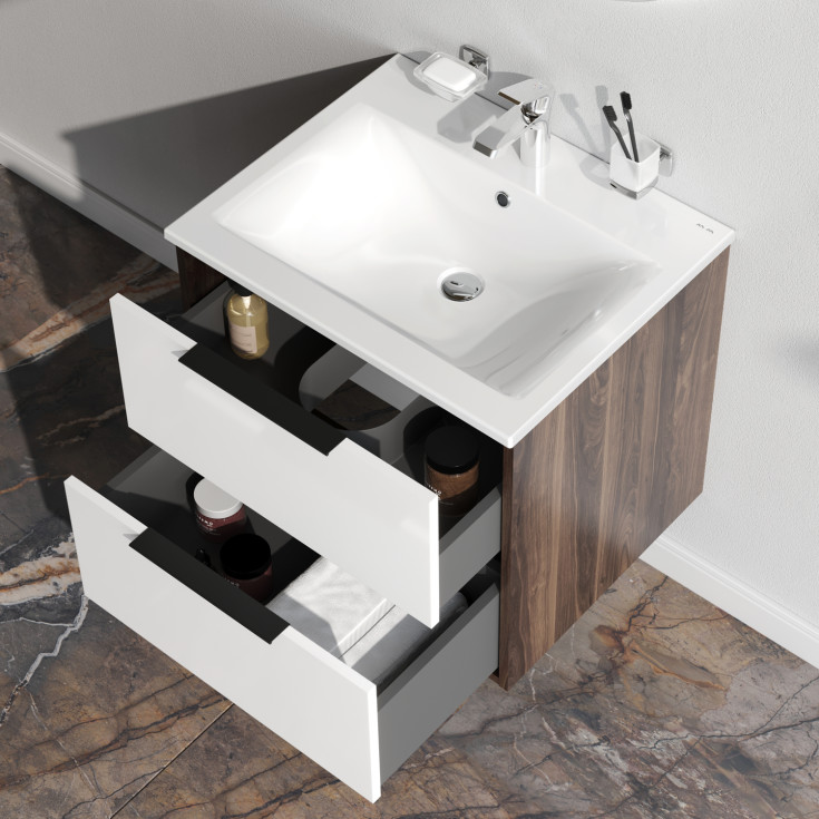 AM.PM Flash möbelpaket, 61x49,5 cm, mörk ek/vit högglans