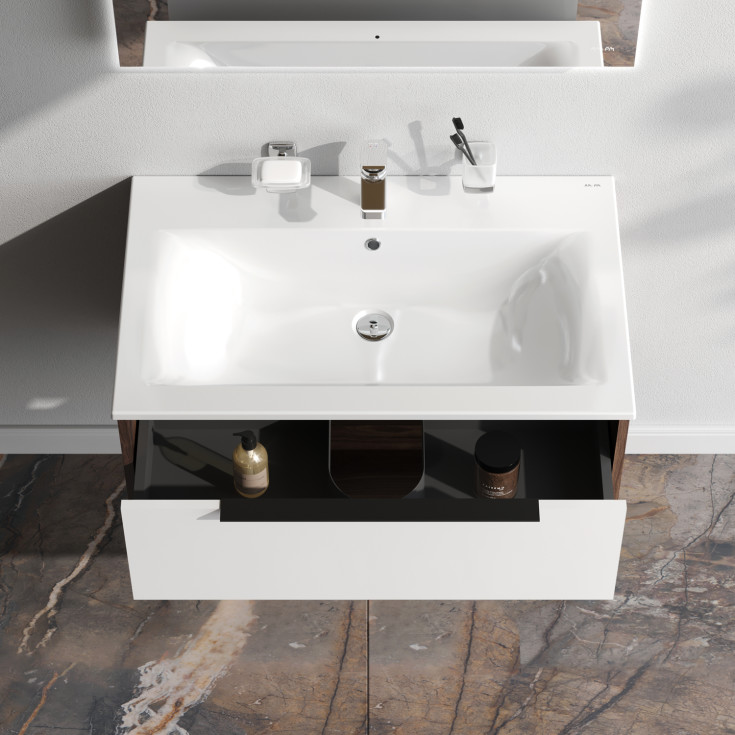 AM.PM Flash møbelpakke, 81x49,5 cm, mørk eik/hvit høyglans