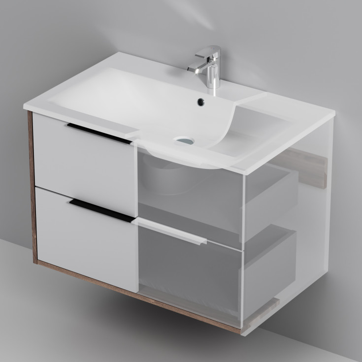 AM.PM Flash møbelpakke, 81x49,5 cm, mørk eik/hvit høyglans