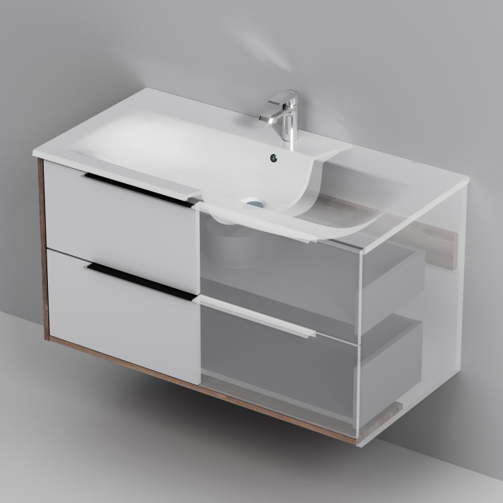 AM.PM Flash møbelpakke, 101x49,5 cm, mørk eik/hvit høyglans