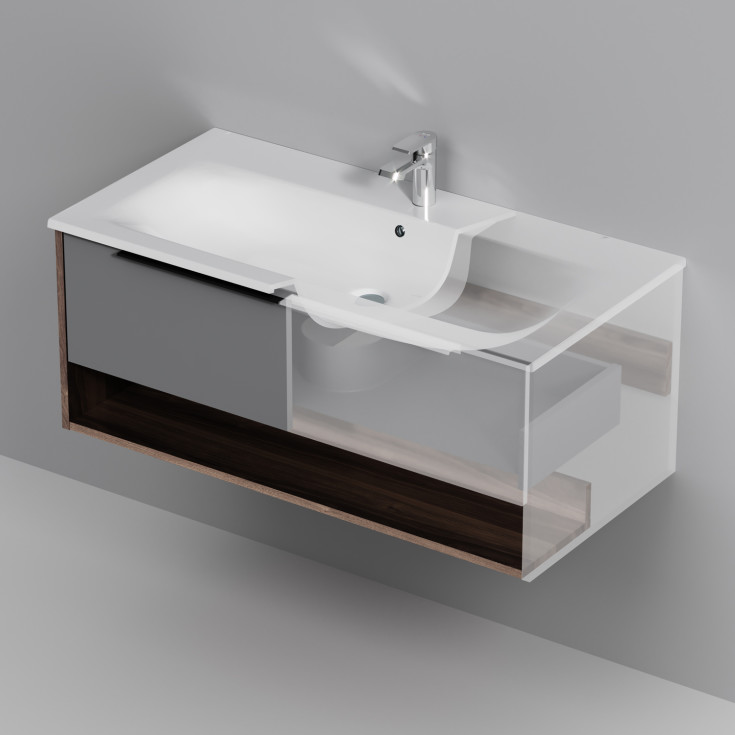 AM.PM Flash möbelpaket, 101x49,5 cm, mörk ek/matt grå