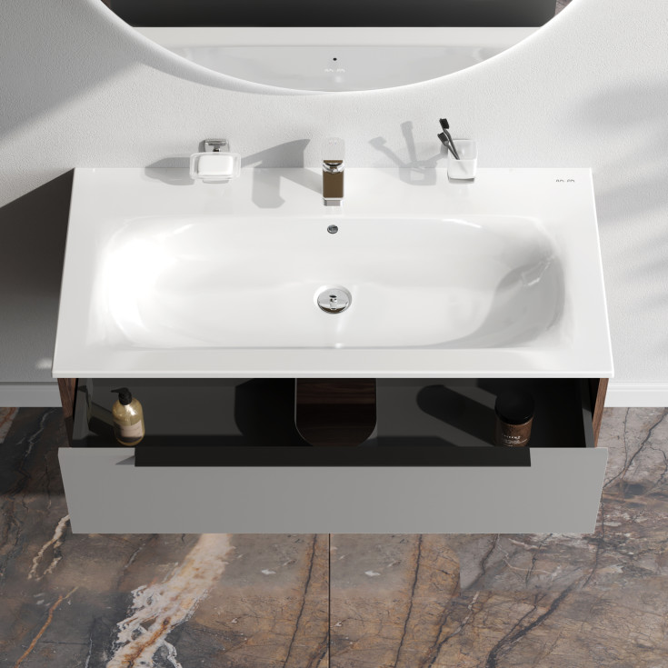 AM.PM Flash möbelpaket, 101x49,5 cm, mörk ek/matt grå