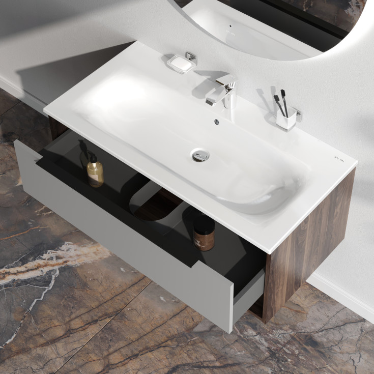 AM.PM Flash möbelpaket, 101x49,5 cm, mörk ek/matt grå