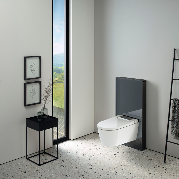 Geberit Monolith cistern för vägghängd toalett, 101 cm, grått glas