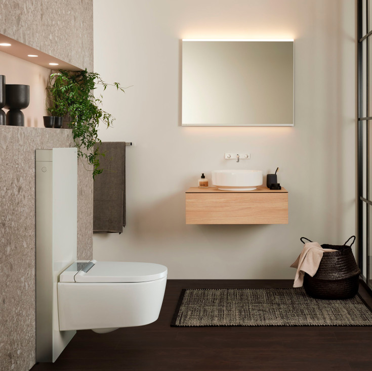 Geberit Monolith cistern för vägghängd toalett, 114 cm, beige glas