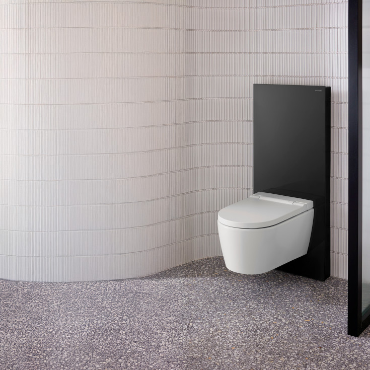 Geberit Monolith cistern för vägghängd toalett, 114 cm, svart glas