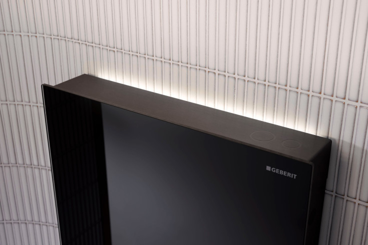 Geberit Monolith Plus cistern för vägghängd toalett, 114 cm, svart glas