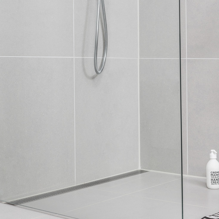 Purus Line komplett golvbrunn, 900 mm, Ø50 mm, rostfritt stål