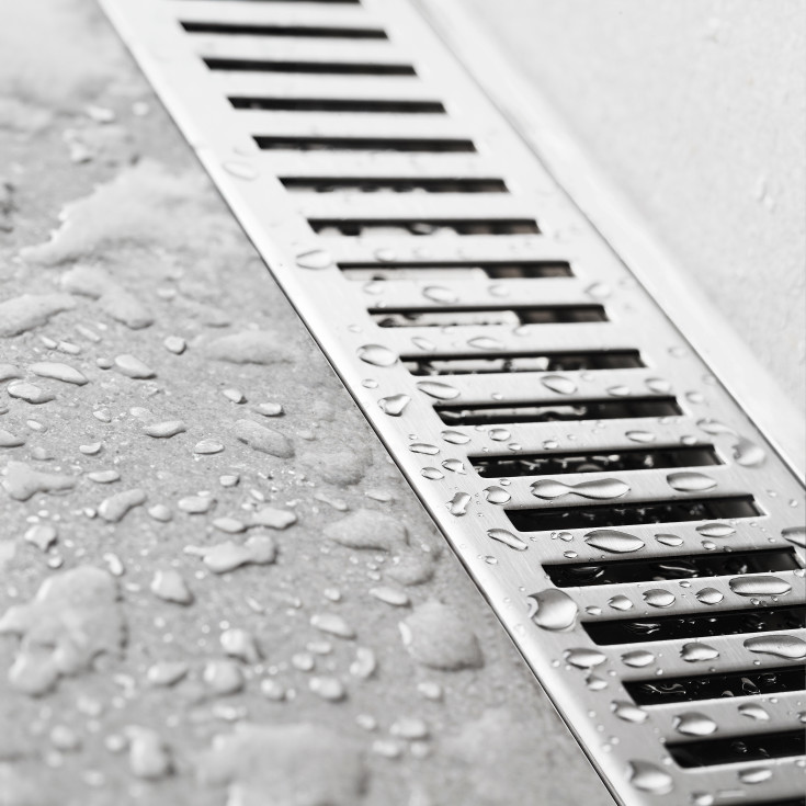 Purus Line komplett gulvsluk, 800 mm, Ø50 mm, rustfritt stål