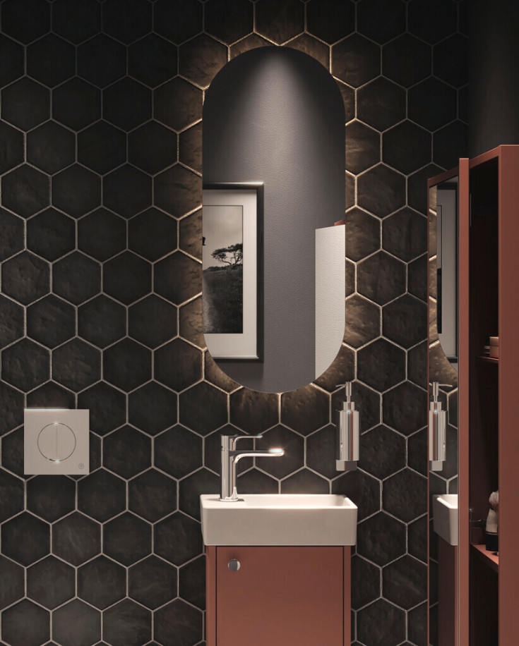 Gustavsberg spejl med lys, 35x85 cm