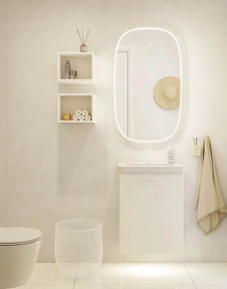 Dansani Squircle spejl med lys, 100x60 cm