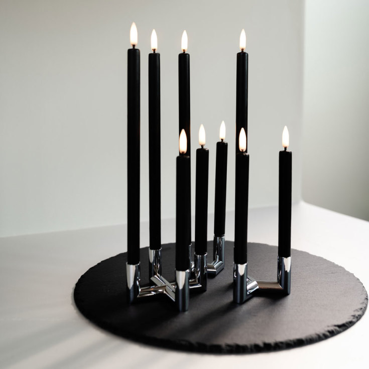 6 stk Uyuni LED kronelys, batteri, sort