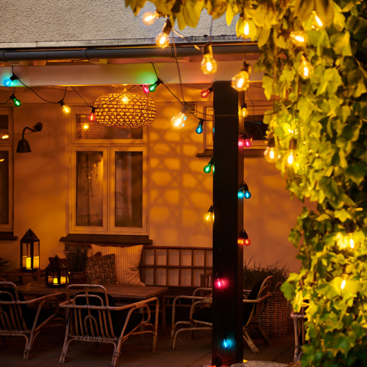 Sirius Tobias udendørs lyskæde, farvede pærer, startsæt