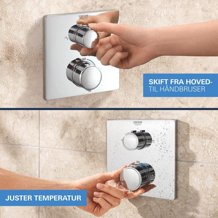 Grohe Precision Thermostat 250 brusesæt, vandbesparende,  krom