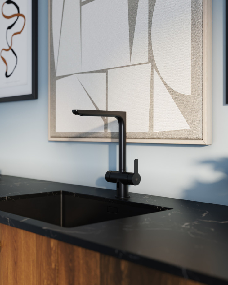 Gustavsberg Estetic Duo kjøkkenarmatur, berøringsfri, svart