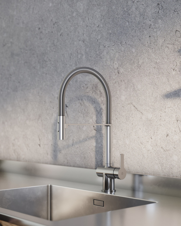 Gustavsberg Estetic kjøkkenarmatur, uttrekkbar tut, krom