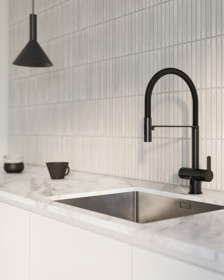 Gustavsberg Estetic köksblandare, utdragbar pip, svart