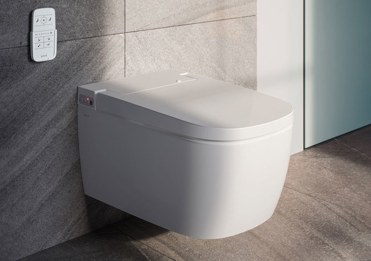 Vitra V-Care Basic dusjtoalett, uten spylekant, antibakteriell, hvit