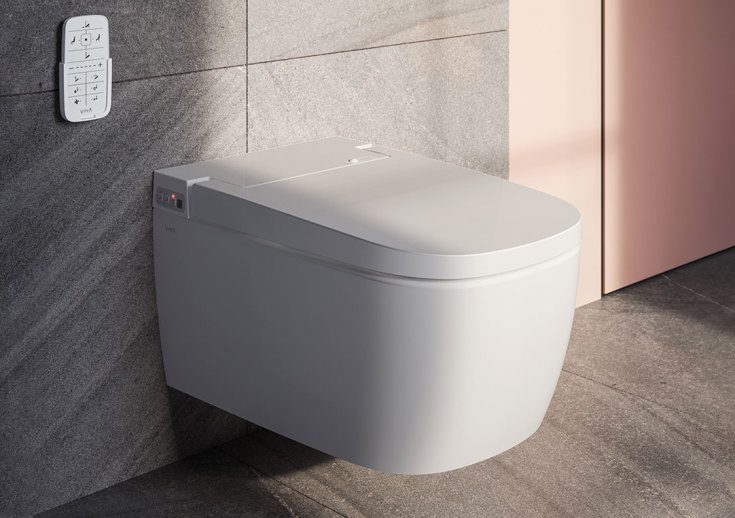 Vitra V-Care Comfort duschtoalett, utan spolkant, antibakteriell, vit