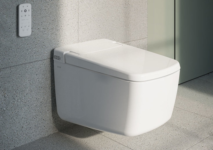 Vitra V-Care Prime duschtoalett, utan spolkant, antibakteriell, vit