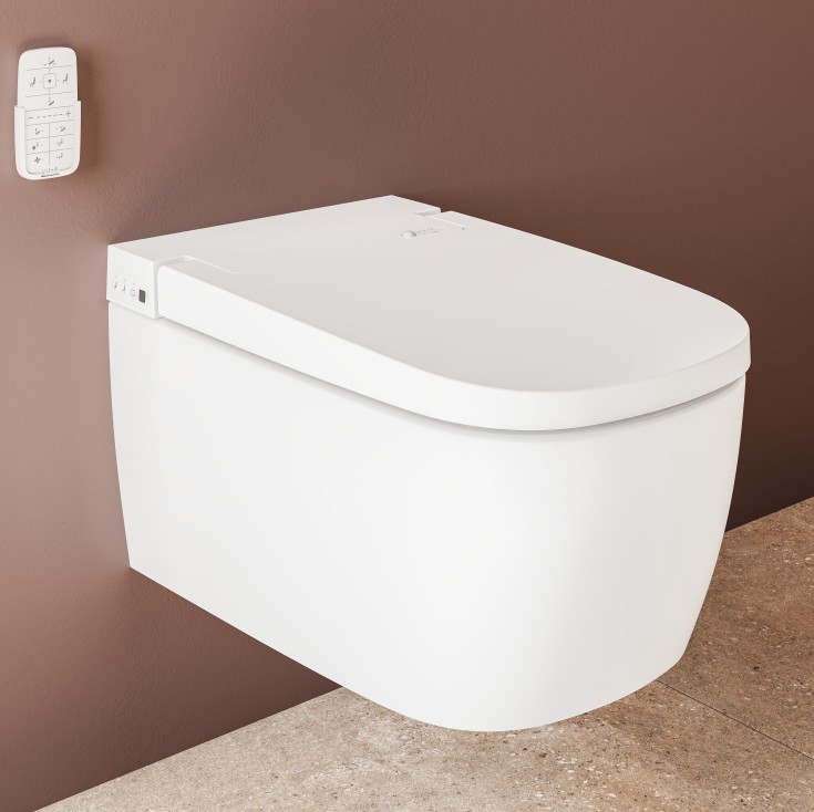 Vitra V-Care Comfort duschtoalett, utan spolkant, antibakteriell, vit