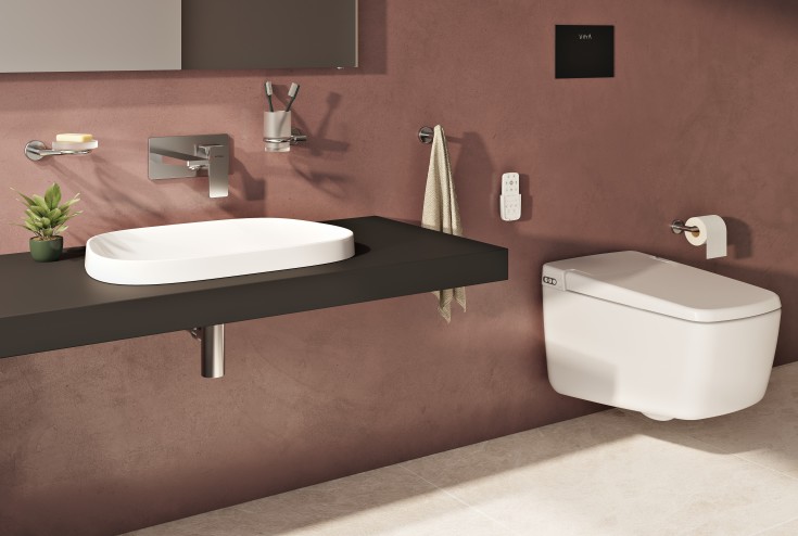 Vitra V-Care Prime duschtoalett, utan spolkant, antibakteriell, vit