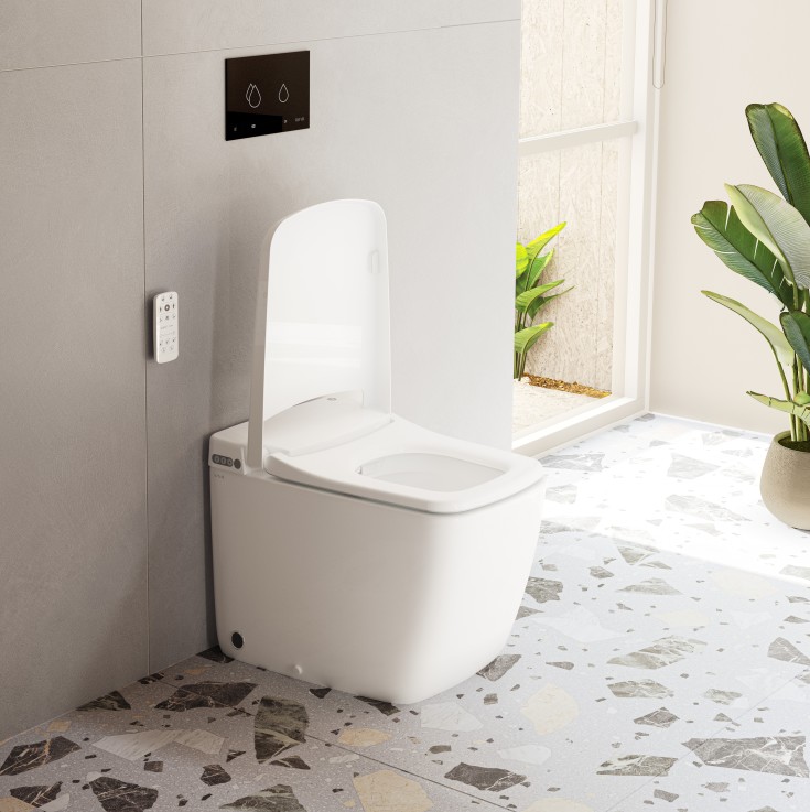 Vitra V-Care Prime duschtoalett, utan spolkant, antibakteriell, vit