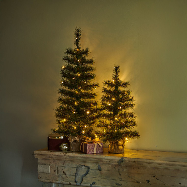 4 stk Sirius Alvin kunstig juletre med lys, 60 cm