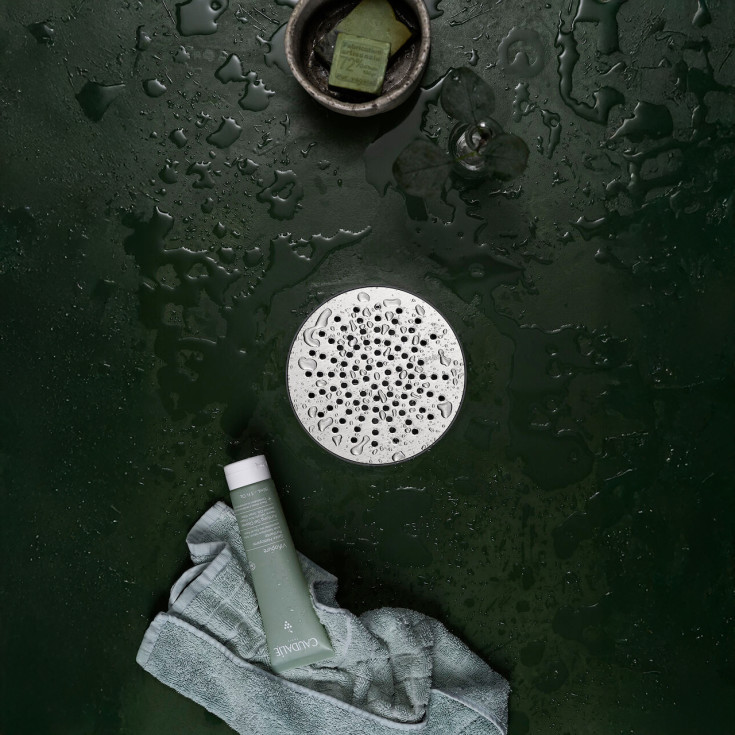 Purus Sun afløbsrist, til microcement, Ø150 mm, børstet rustfrit stål