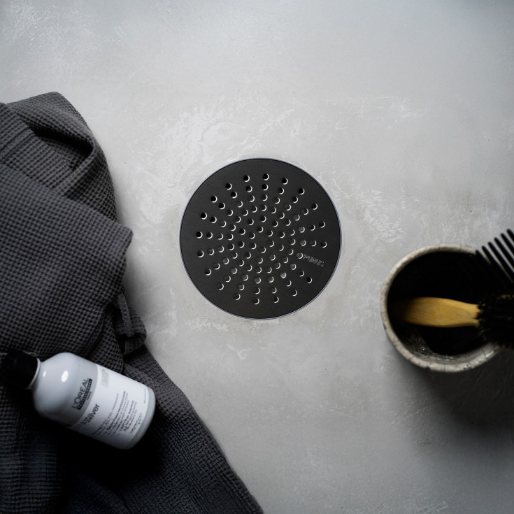 Purus Sun avloppssil, till microcement, Ø150 mm, svart