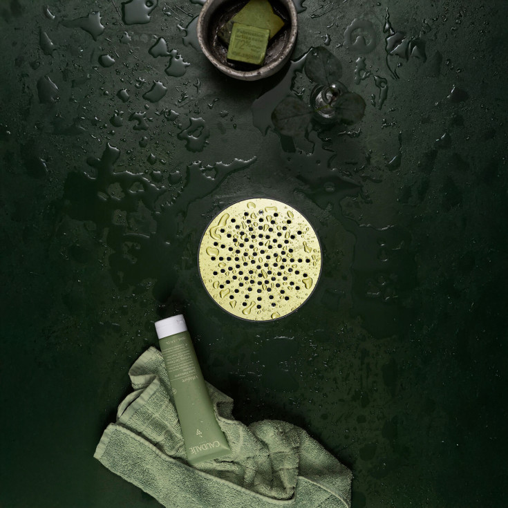 Purus Sun afløbsrist, til microcement, Ø150 mm, messing