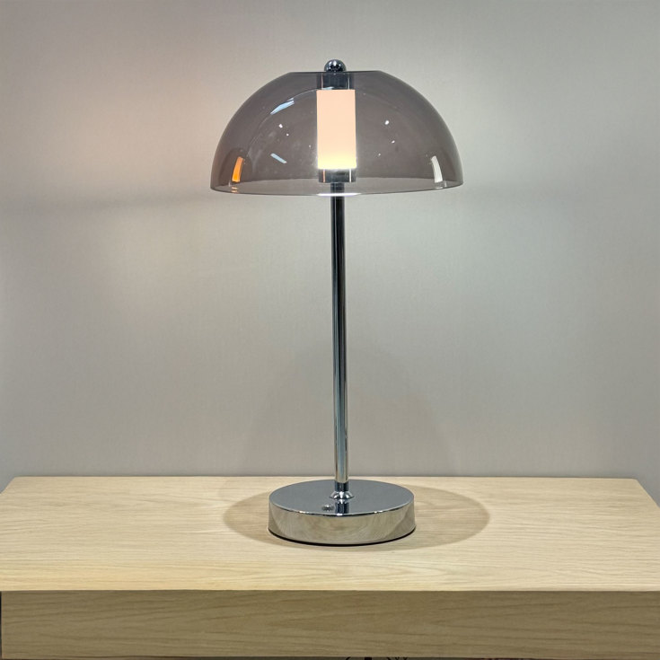 Veli Line Shade uppladningsbar bordslampa, rökfärgad