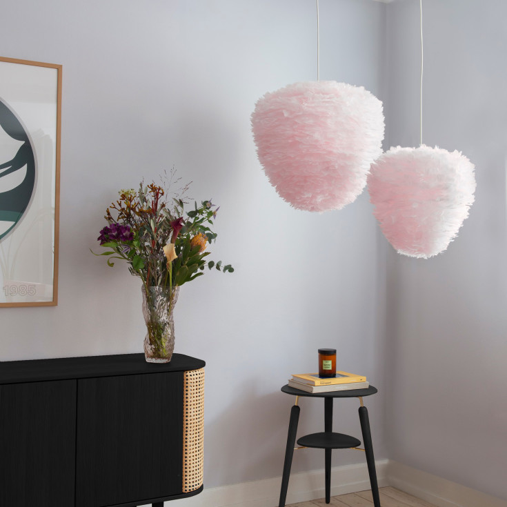 Umage Eos Evia lampeskjerm med fjær, rosa, Ø55 cm