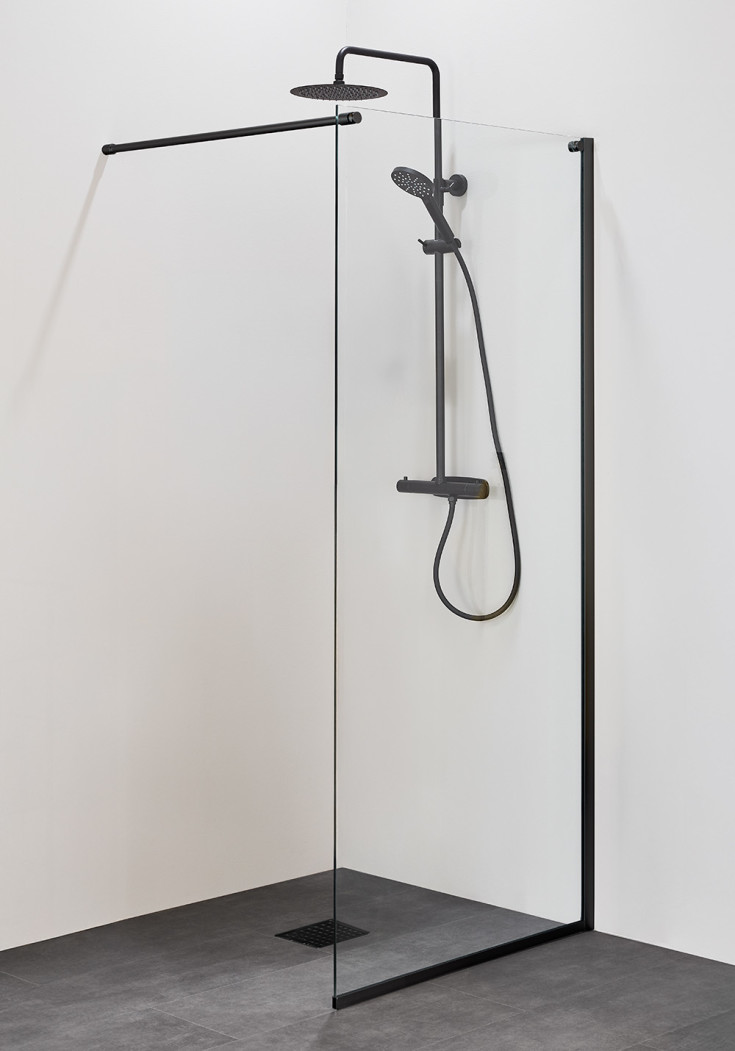 Noro Frost dusjvegg, model DV, 115 cm, frostet glass, aluminium profil