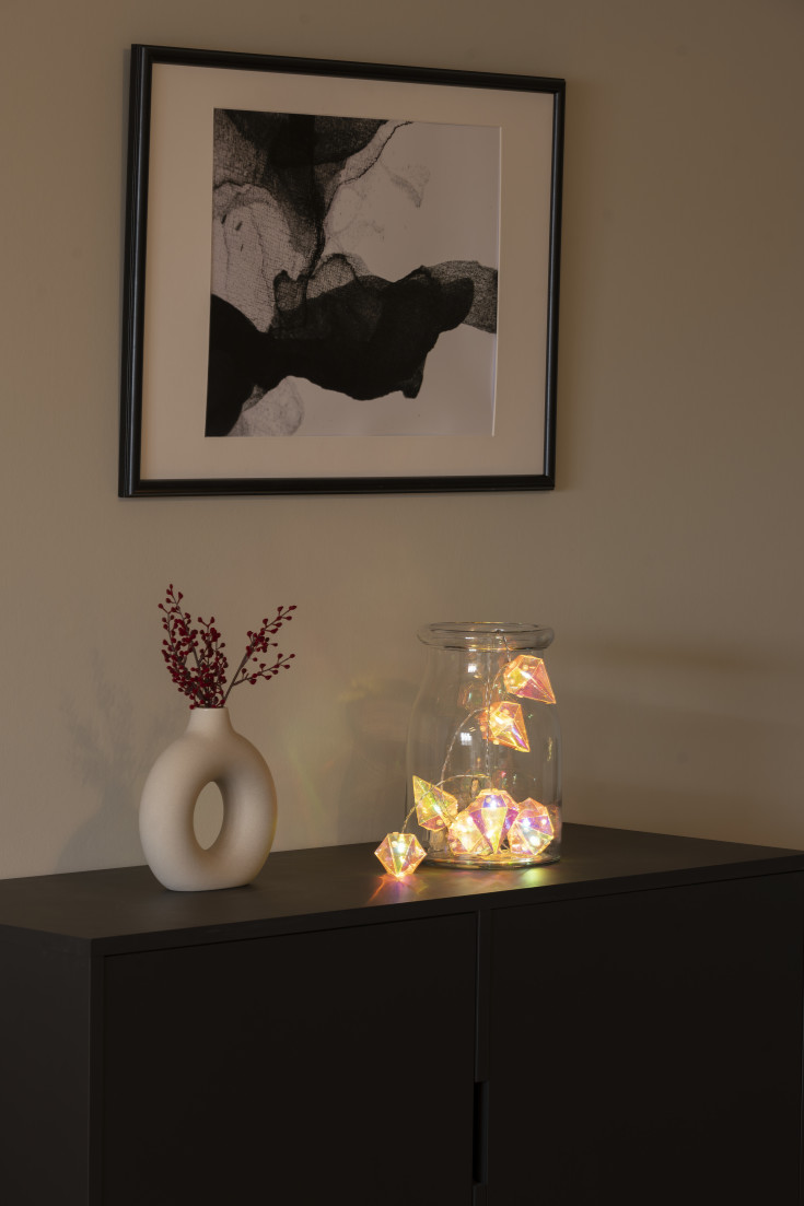 Konstmide ljusslinga med diamanter, 135 cm