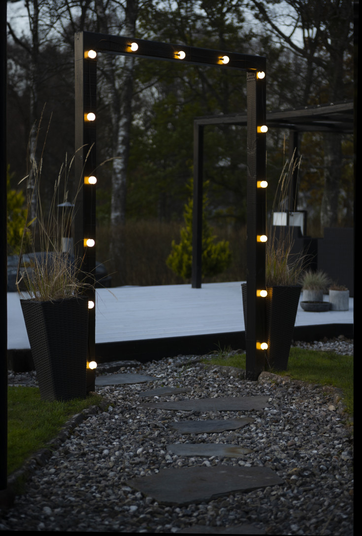 Konstmide udendørs lyskæde, 20 lys, forlængersæt