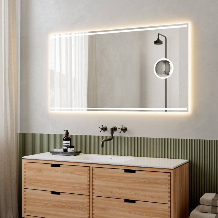 Loevschall Focus spegel med ljus, 140x75 cm