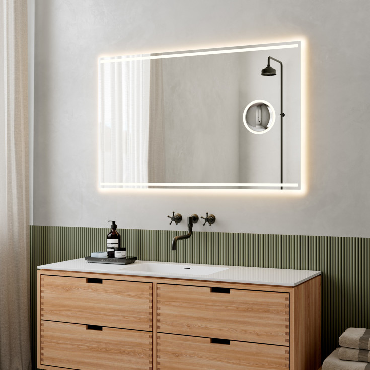 Loevschall Focus speil med lys, 120x75 cm