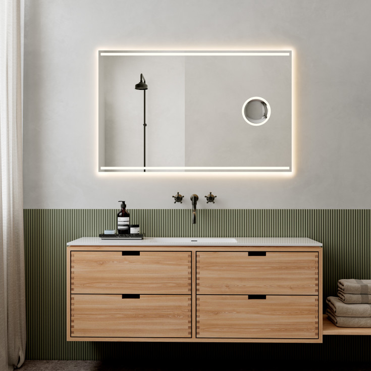 Loevschall Focus spegel med ljus, 120x75 cm