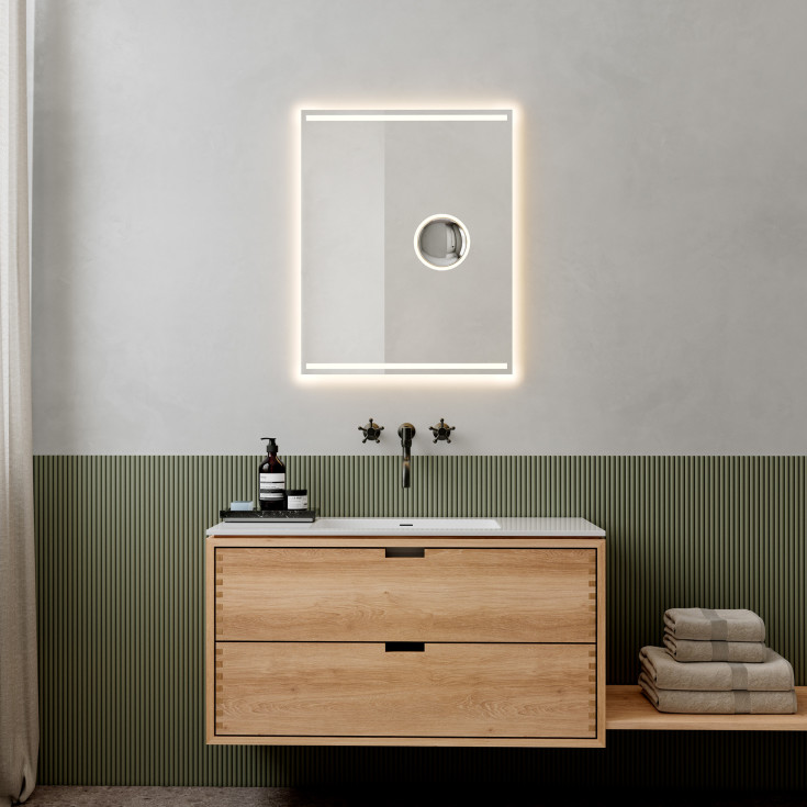 Loevschall Focus speil med lys, 60x75 cm