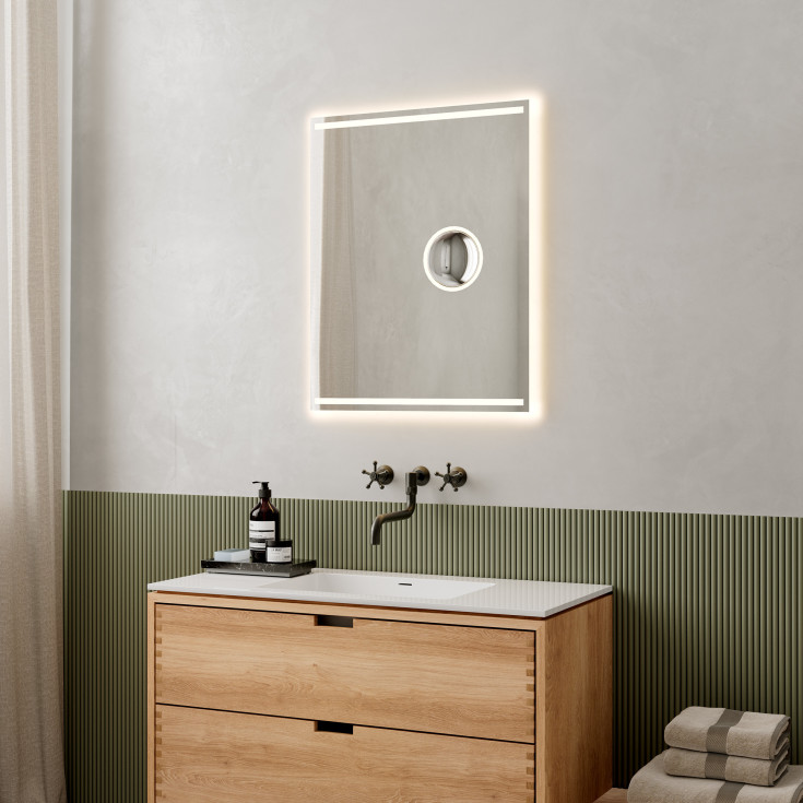 Loevschall Focus spejl med lys, 60x75 cm