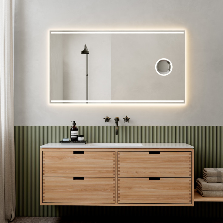 Loevschall Focus spegel med ljus, 140x75 cm