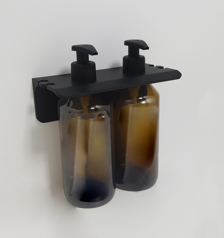 Hefe Gedy dobbel såpeflaskeholder, mat sort