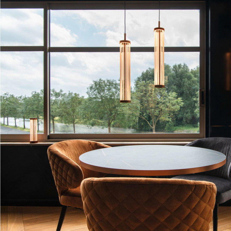 SLV Quimera bordlampe, børstet messing