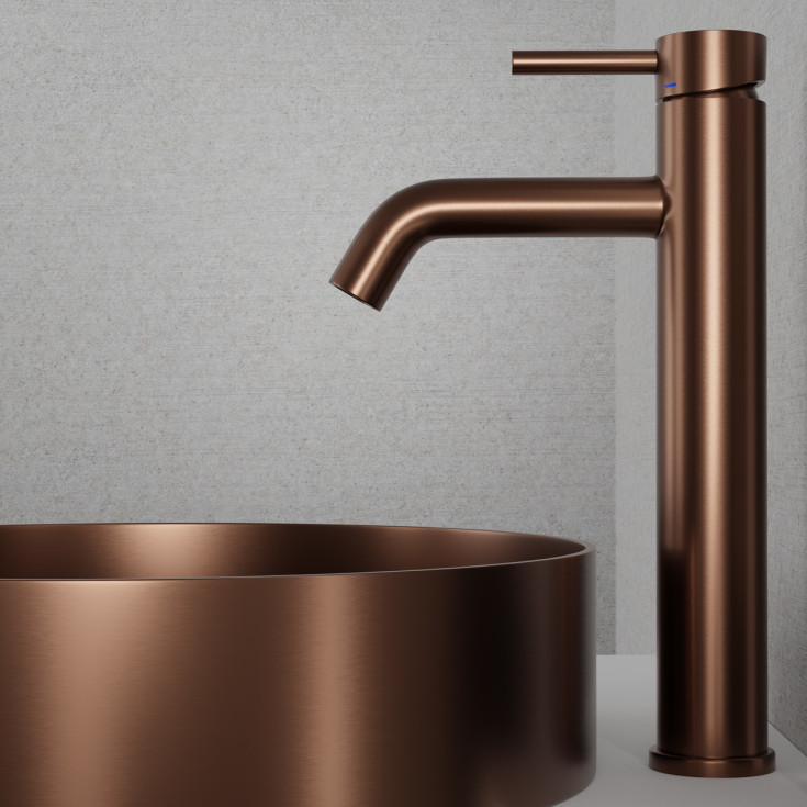 Scandtap Steel Wave High servantbatteri, uten bunnventil, høy modell, amber