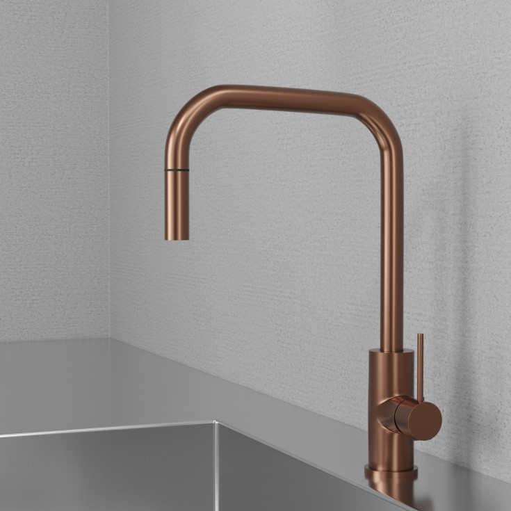 Scandtap Accent Square D köksblandare, diskmaskinsavstängning, koppar