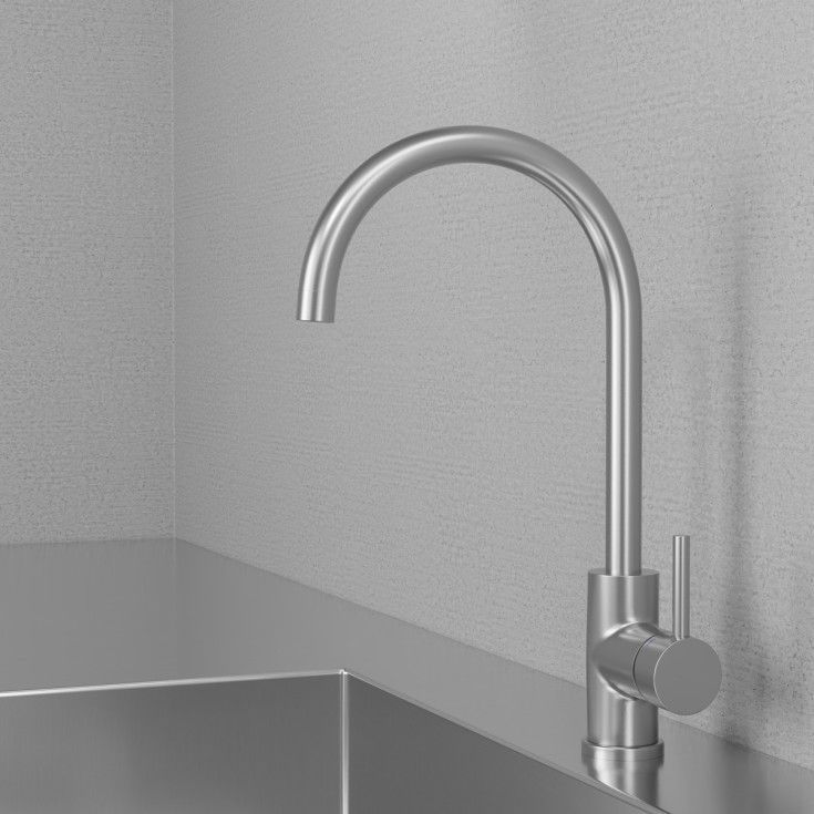 Scandtap Curve kjøkkenarmatur, børstet stål