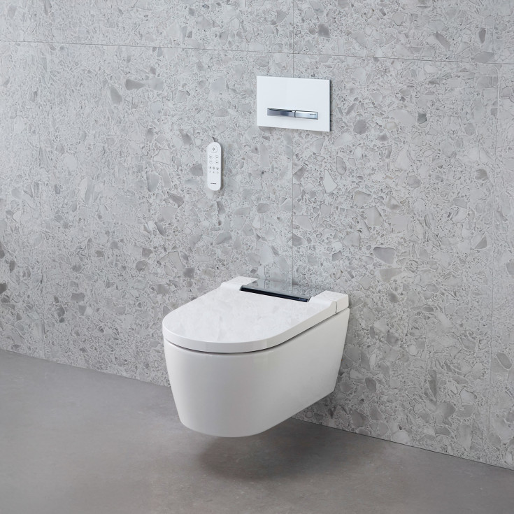 Geberit AquaClean Sela douchetoilet, uden skyllekant, rengøringsvenlig, hvid/krom