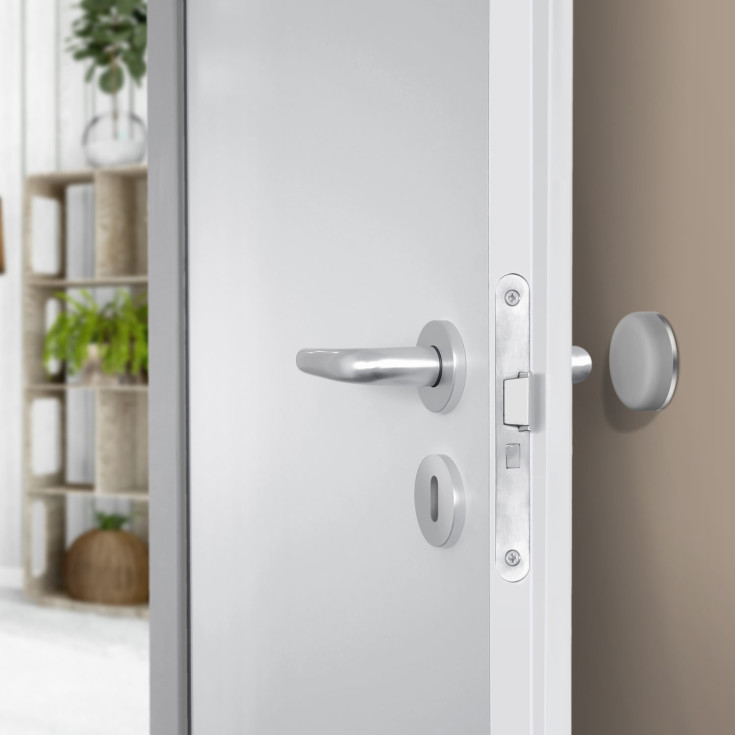 Beslagsboden dørstopper, vægmonteret, grå